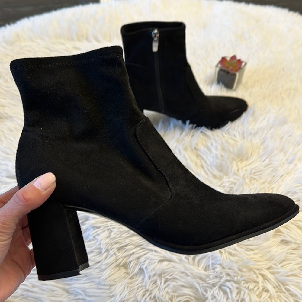 MARC FISHER Lukie Black Vegan Heel Sock Ankle Bootie women size 8
